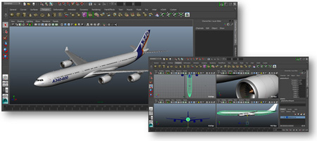 3D model of Airbus A340 within 3D modelling tool