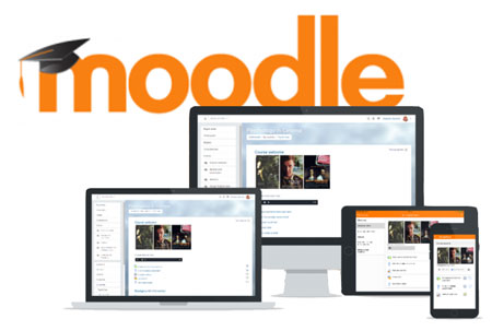 Moodle LMS on desktop, laptop, tablet and mobile
